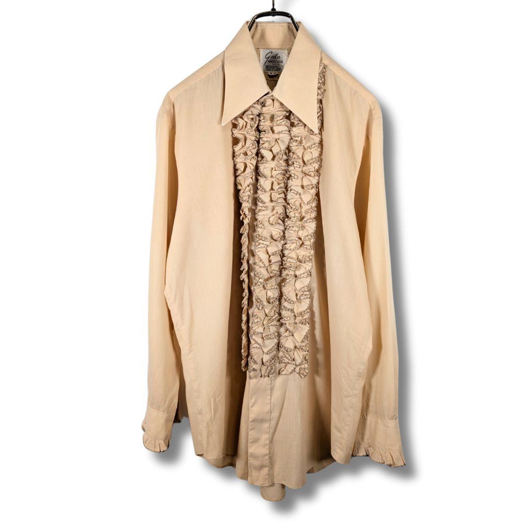Frill Shirt, Canada, Vintage, Beige, Long Sleeve, NA25