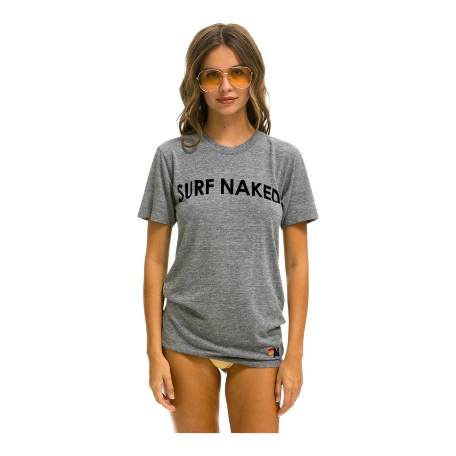 Aviator Nation Surf Naked Tee Crewneck Short Sleeve Heather Gray L NWT