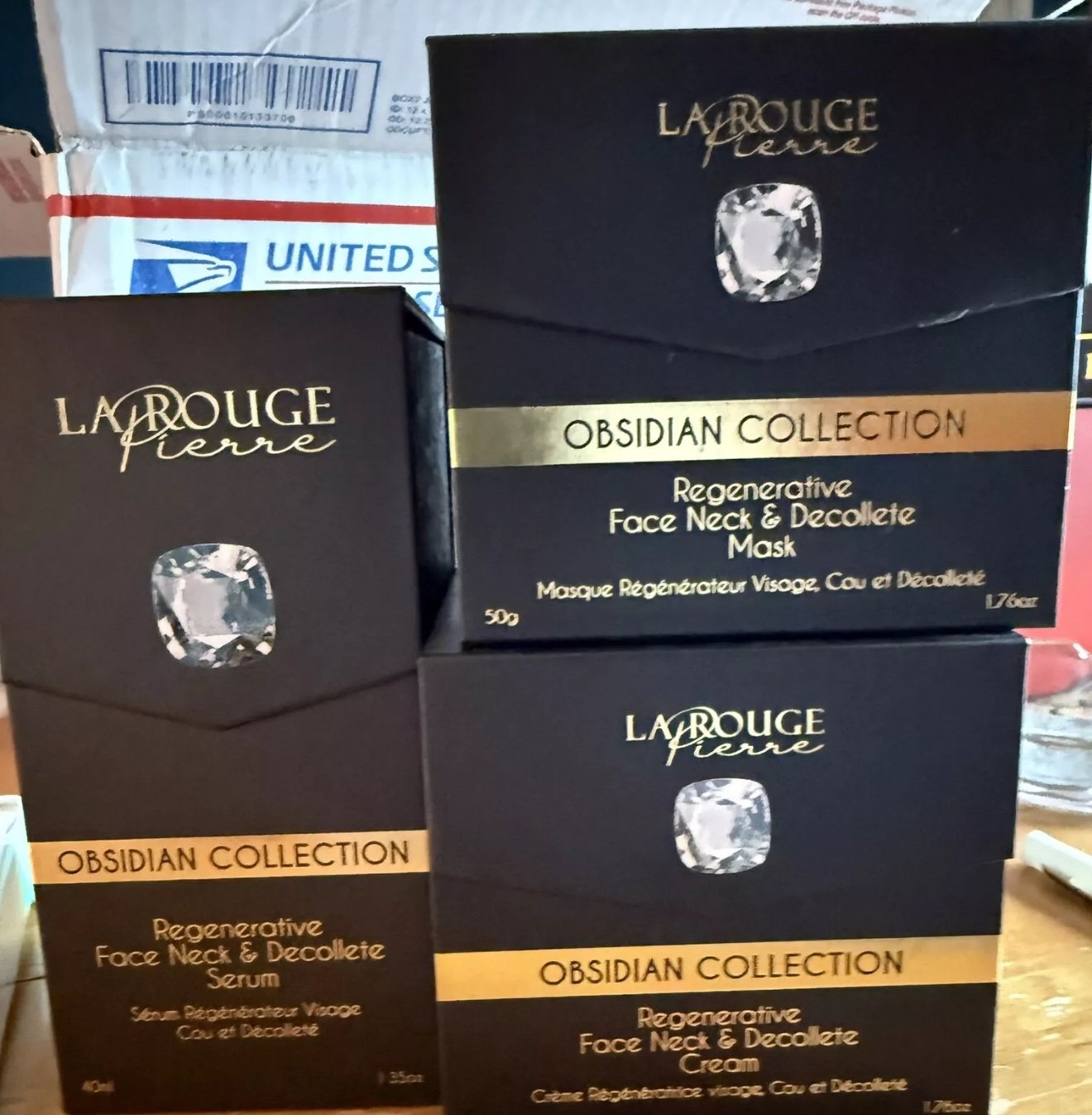 LaRouge Pierre obsidian collection..all 3 pc FULL size NIB. Face Neck &Decollate