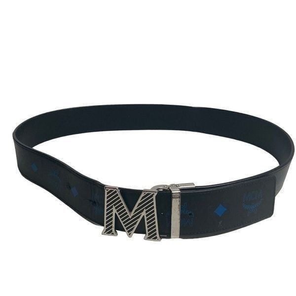 MCM Unisex Reversible Monogram Logo Belt 45” length Black