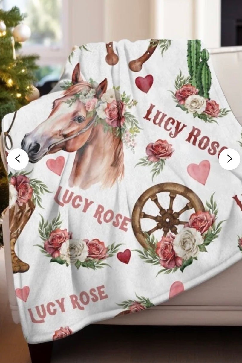 Personalized Horse Blanket Velvet Minky Super Soft