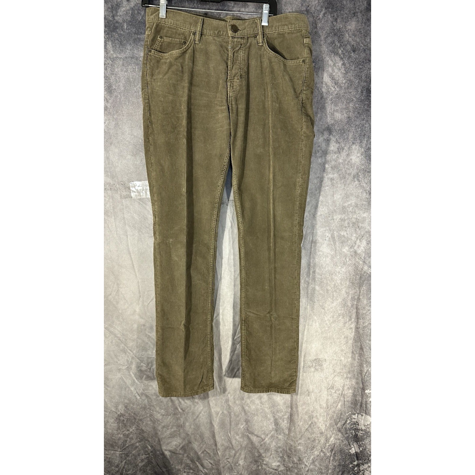 AllSaints Spitalfields Corduroy Pants Mens Size 34 Beige Tapered Fit Button Fly