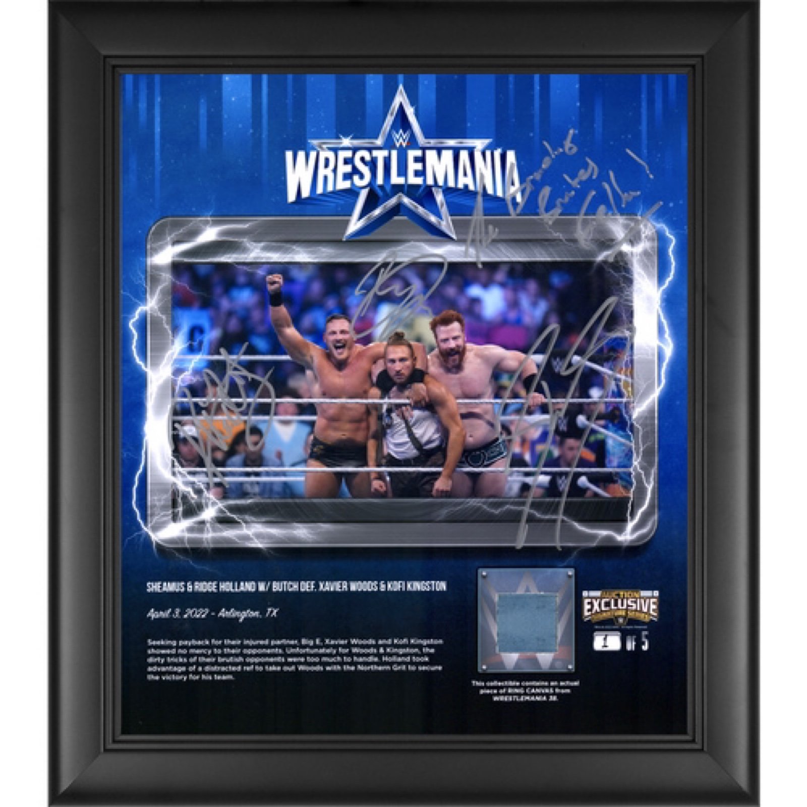 Sheamus, Ridge Holland & Butch Framed Autographed 15x 17 WrestleMania 38 Collage