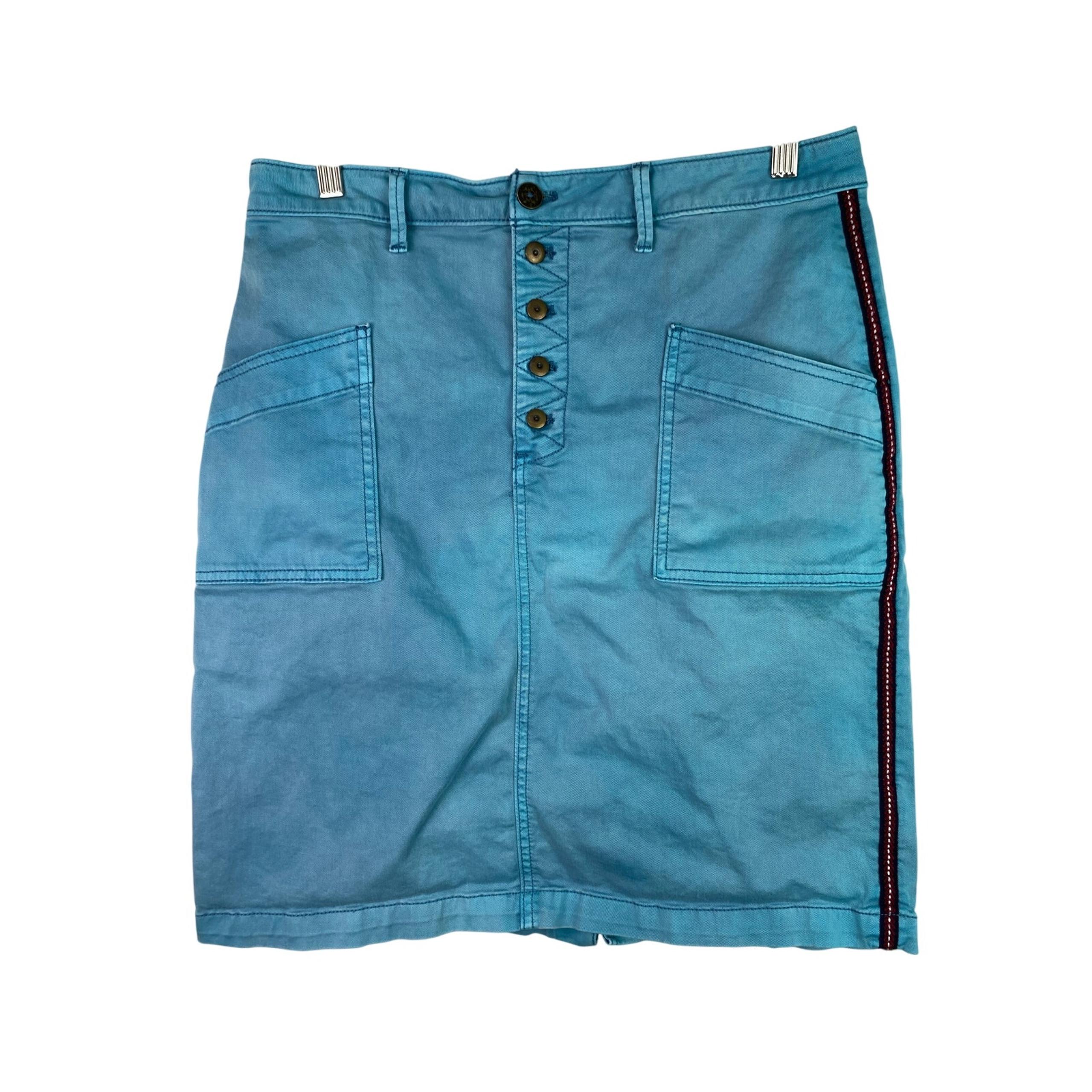 Pilcro and the Letterpress Women's 12 Robin's Egg Blue Button Fly Pencil Skirt