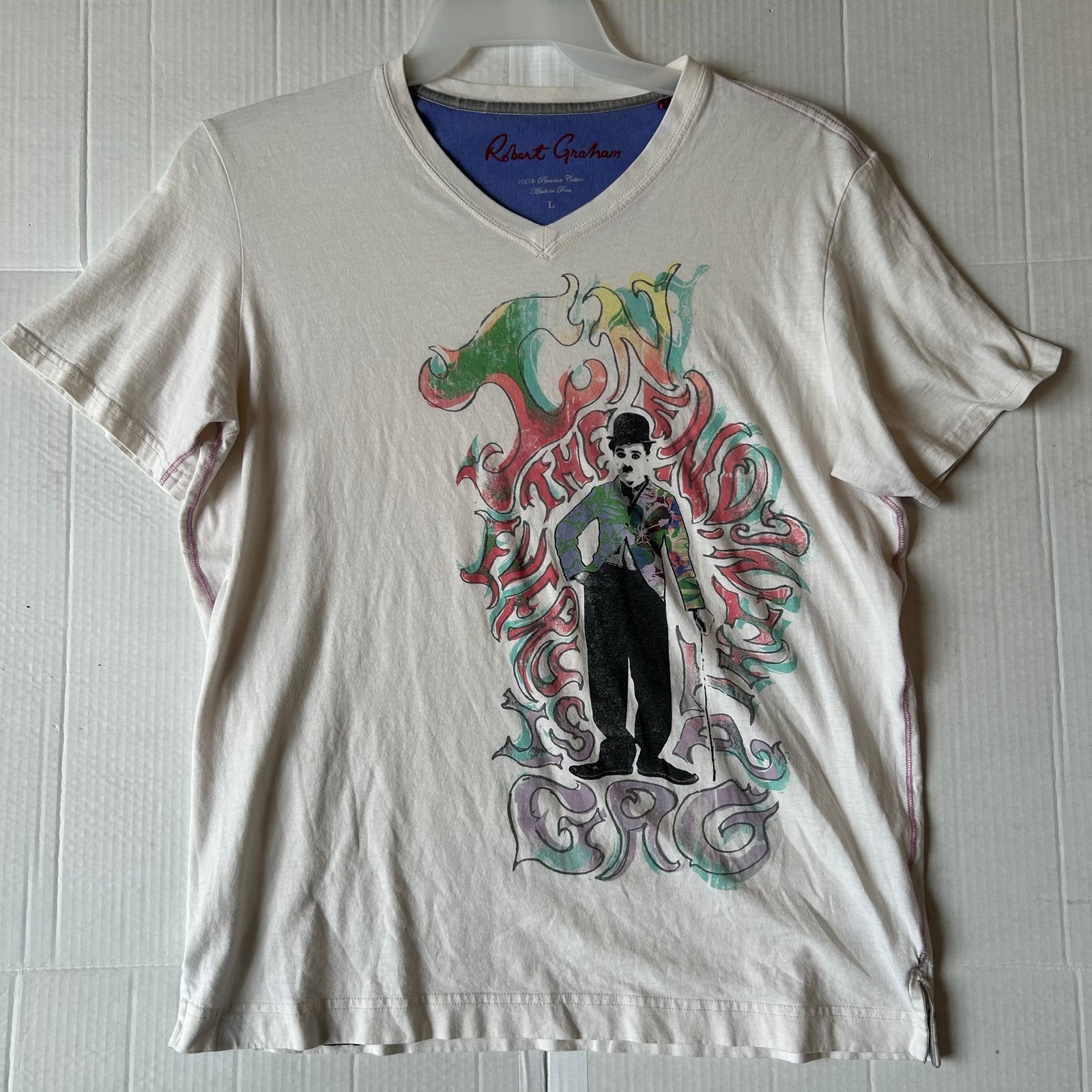 Robert Graham Limited Edition Shirt Charlie Chaplin Graphic SS Men’s Size Large
