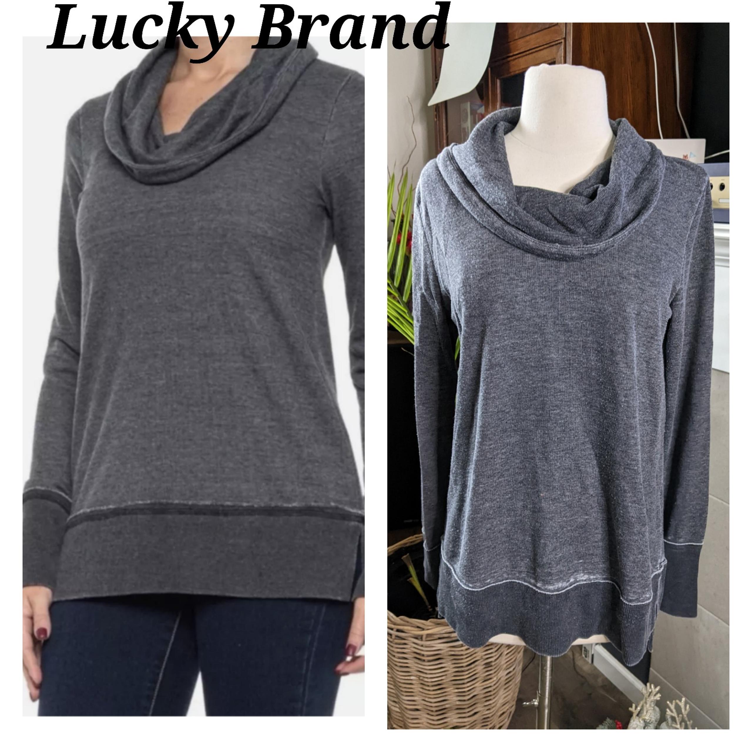 Lucky Brand Cowl Neck Pullover Tunic Gray
