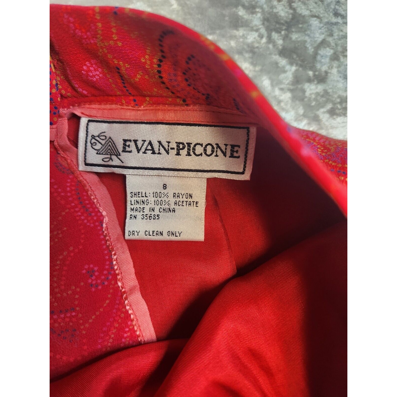 Vintage Evan-Picone Red Orange w/ Design Pencil Skirt-Size 8