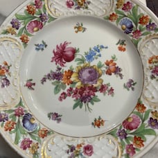 Lovely Schumann Bavaria Dresdner Art Multimotif Smooth Handled 11” Cake Plate