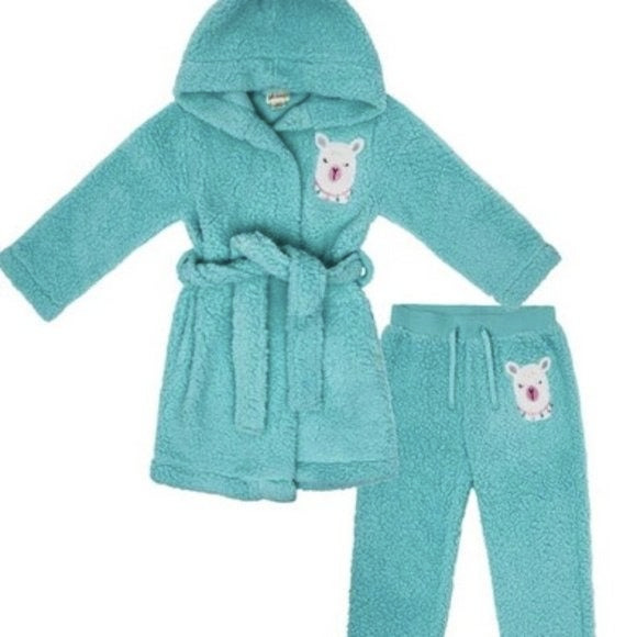 NWT llama 12 14 robe pajama pants sherpa