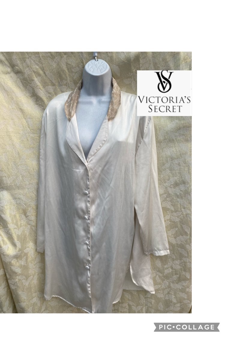 Victoria's Secret * Vintage gold tag* size M/L night shirt button down