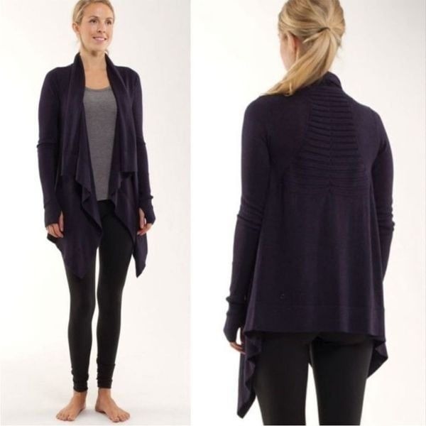 Lululemon Women’s Live Healthy Knit Wrap Deep Purple Cardigan Sweater Size 2-4