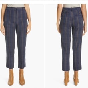 Vince Modern Plaid Crop Pants high-rise tapered leg 100% viscose, size 10