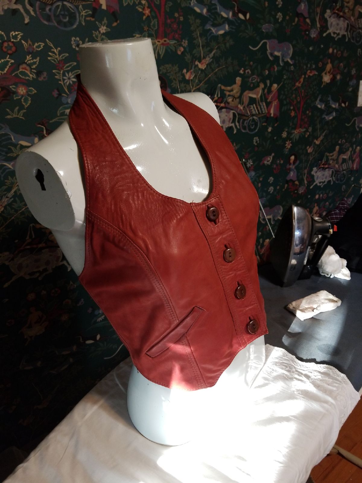 Leather halter top vest Vintage