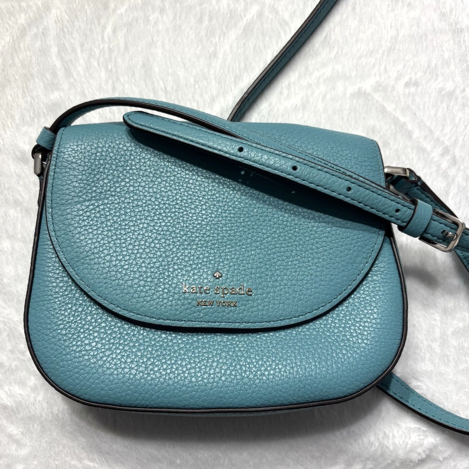 kate spade 水色 小型バッグ Kate Spade Crossbody Stone Blue Rare Aqua color Pebbled