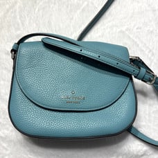 Kate Spade Crossbody Stone Blue Rare Aqua color Pebbled Leather Leila Mini Flap
