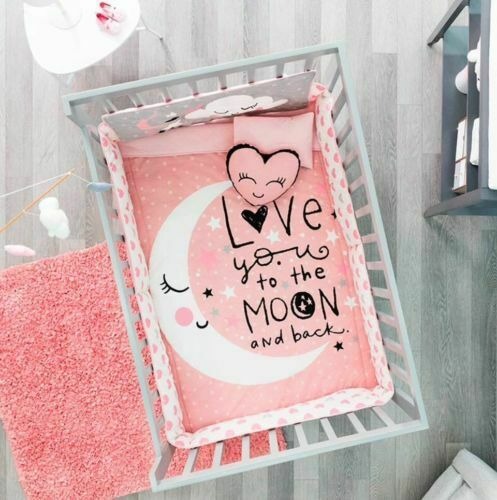 New Coral Pink Luna Crib Bedding Set