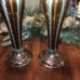 2pc set of amber & glass bohemian silver plated candle holders