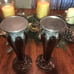 2pc set of amber & glass bohemian silver plated candle holders