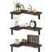 Set of 3 Corner Wall Shelves Rustic Wood Floating Corner Display