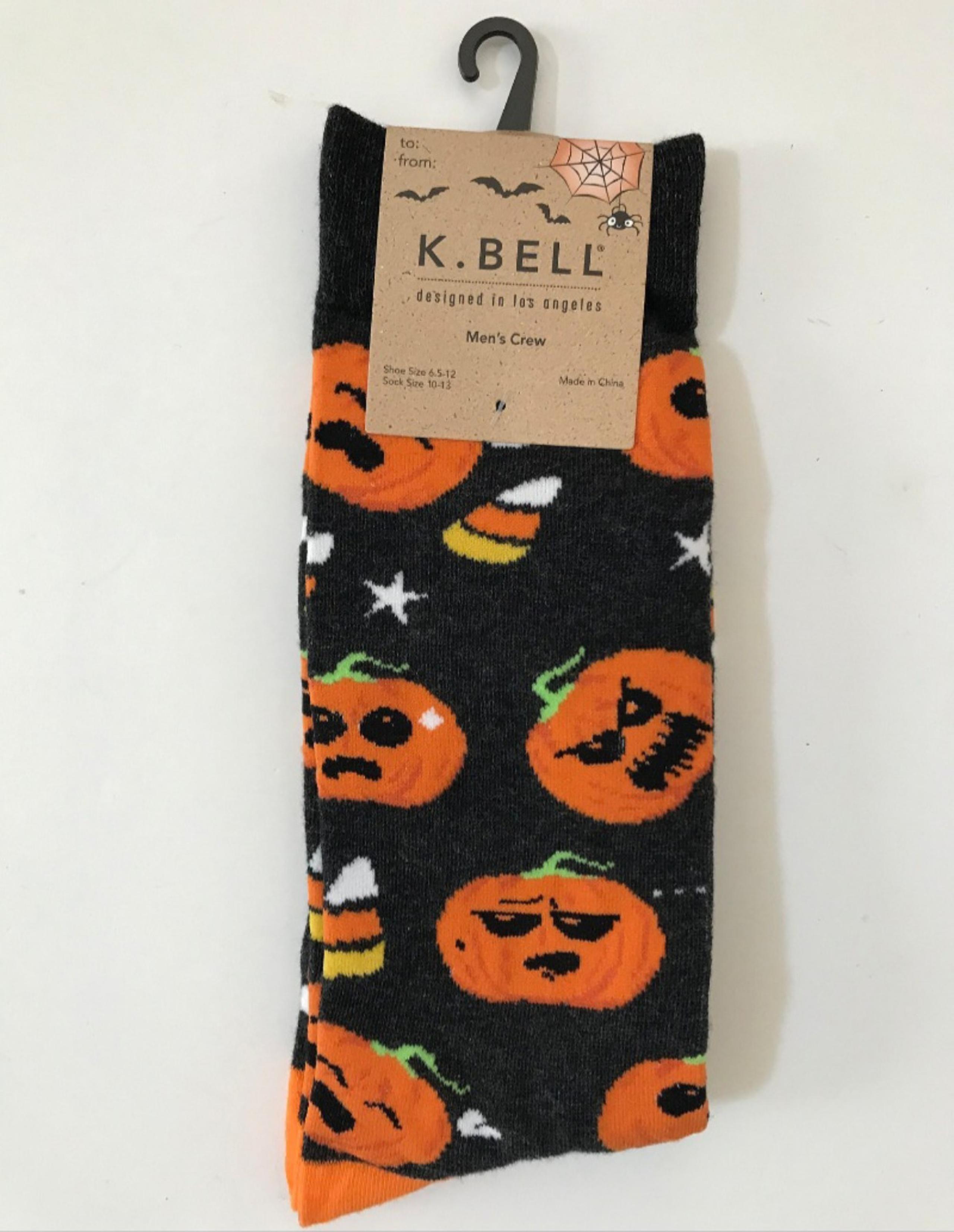 K. Bell Mens Halloween Crew Socks Pumpkins Candy Corn Print Fall Novelty K.Bell