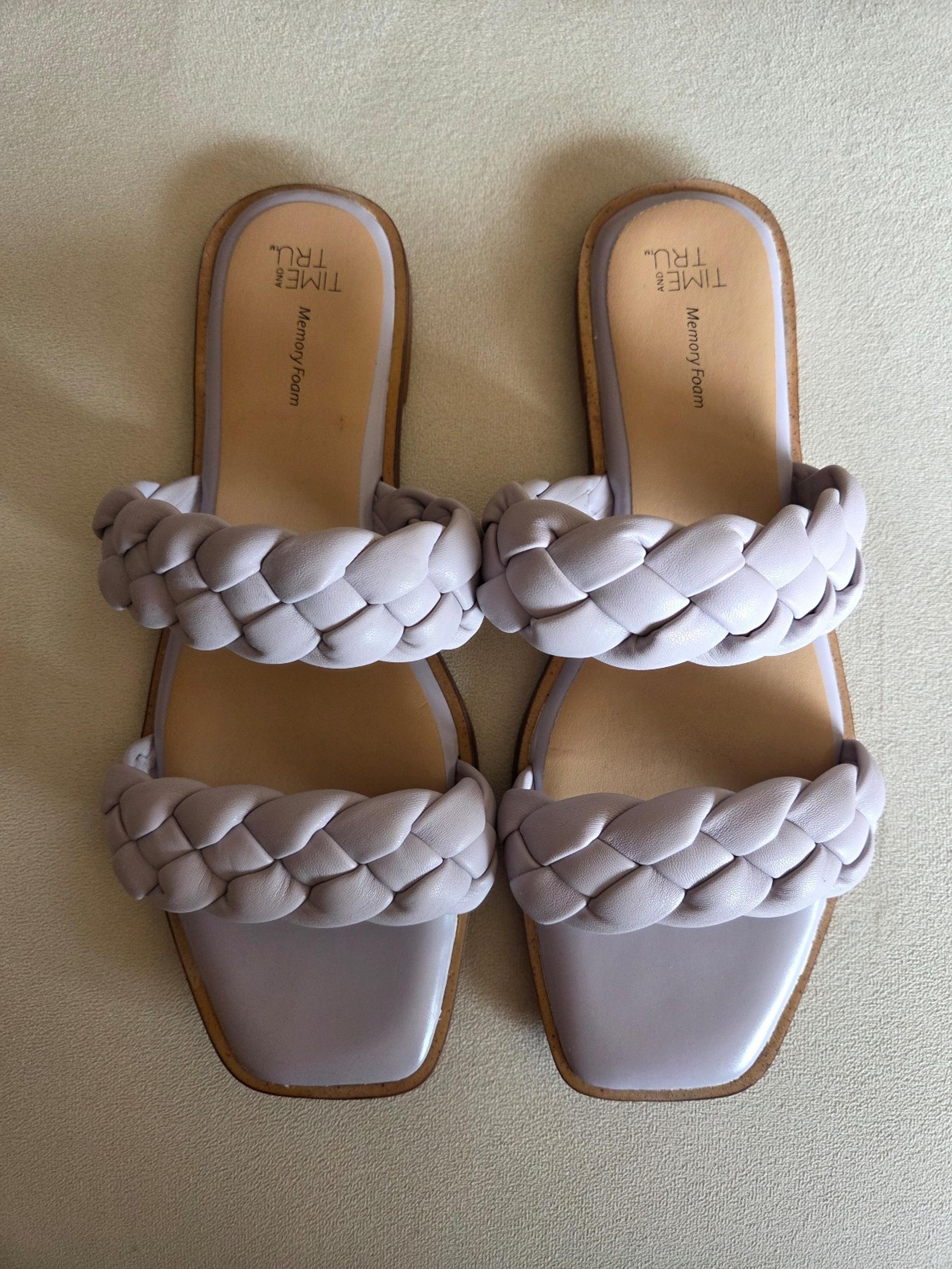 Time and Tru Lavender Braided Strap Sandals 9 WIDE