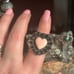 Pink Conch Oynx heart southwestern sterling silver ring