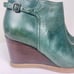 Alberto Fermani Green Boot Womens Wedge Heel Leather Round Toe Zip Up SZ 7 (37)
