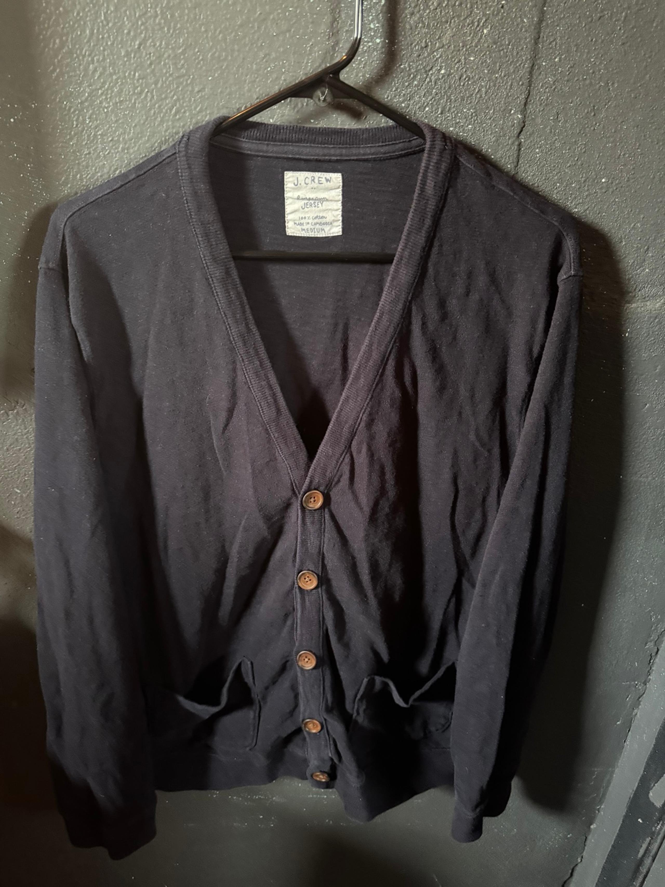 Men’s J. Crew Dark Blue Ringspun Cardigan Sweater