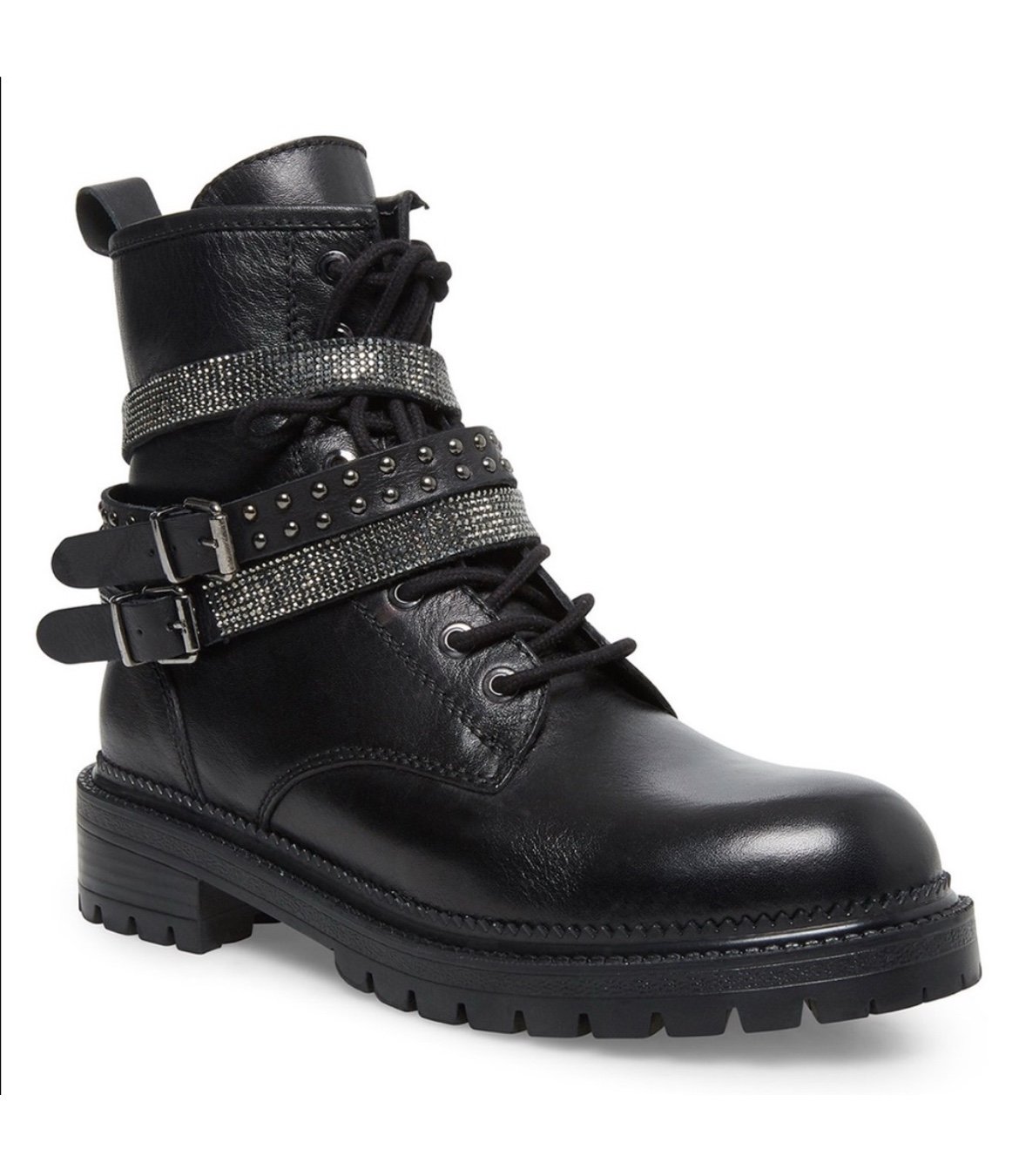 Steve Madden Captain Rhinestone Combat Boots