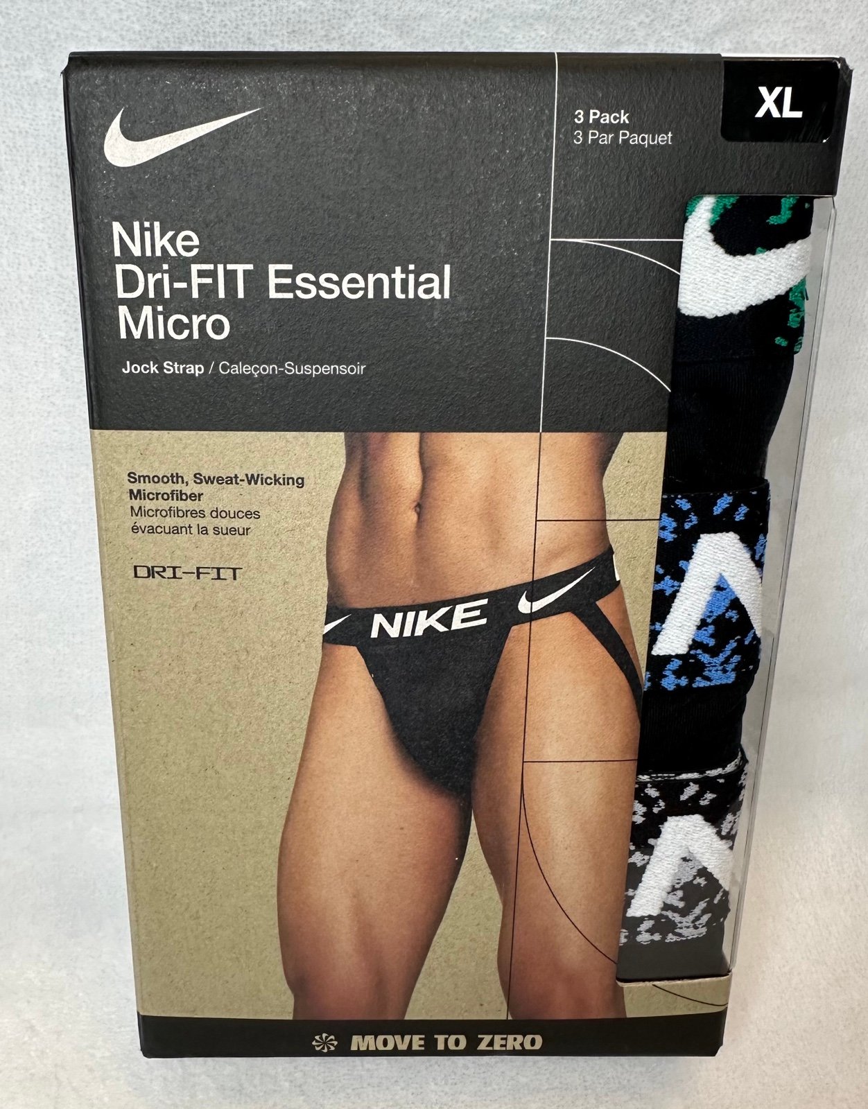 NIKE Men's DRI-FIT Essential Micro Jock Strap - Microfibre - Size XL 3 Pack NEW
