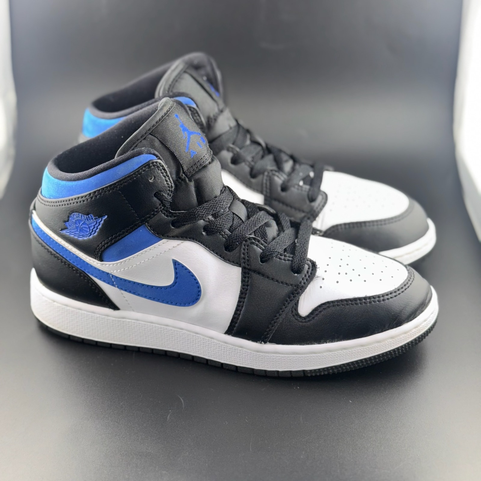 Jordan 1 Mid White Black Racer Blue (GS)