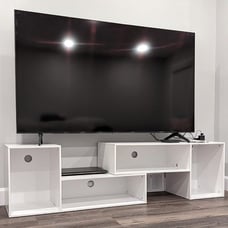 NEW Deformable LED TV Stand with & Power Outlets for up to 70 inch TVs, White