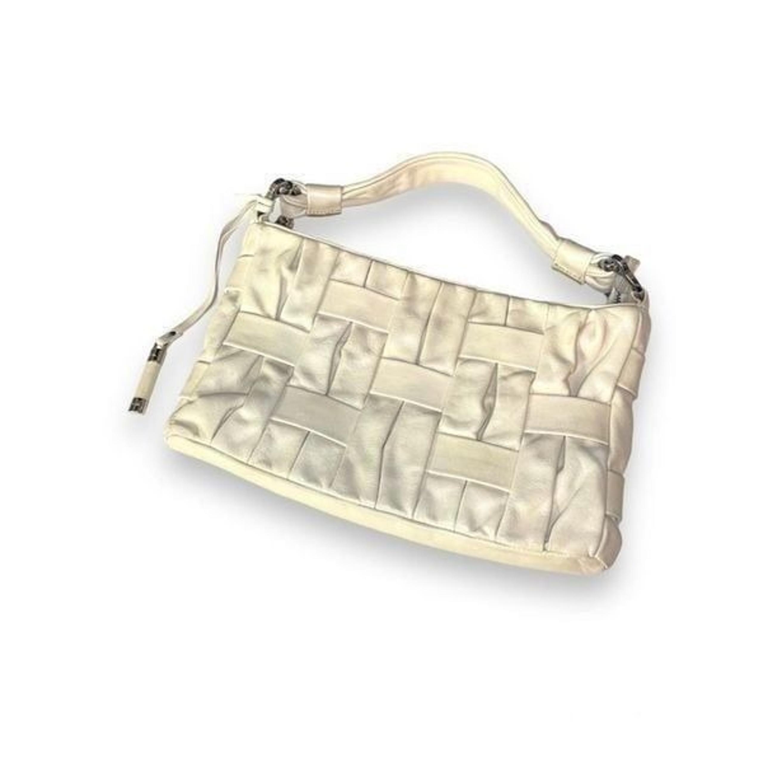 Arcadia Leather Weave Shoulder Bag Cream