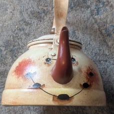 Vintage Tin Hand paited Tea pot made in Portugal