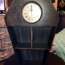 Gothic black coffin clock shelf
