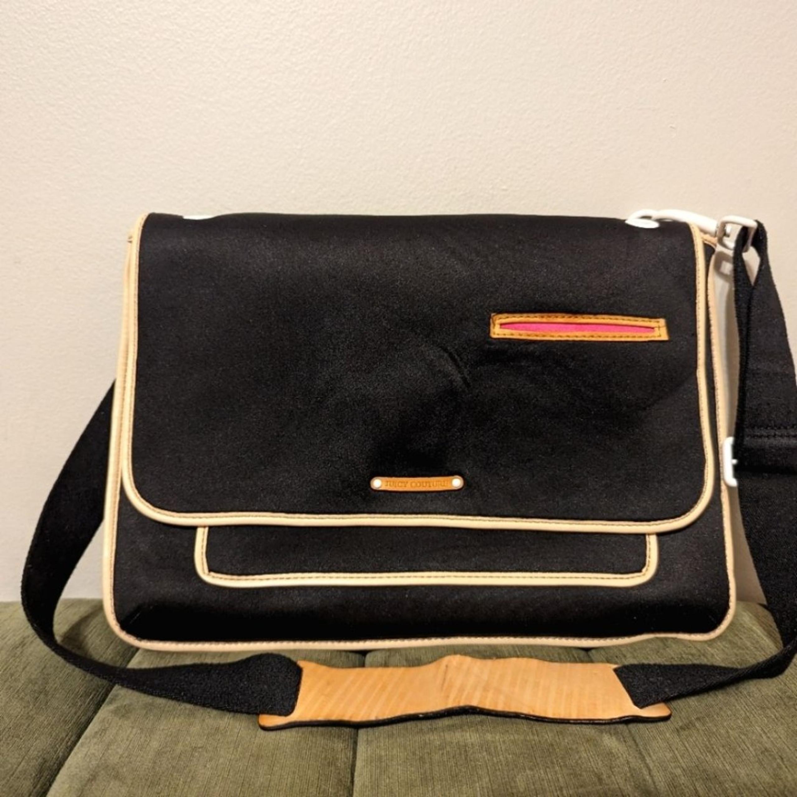 Juicy Couture Black Neoprene Messenger Laptop Bag