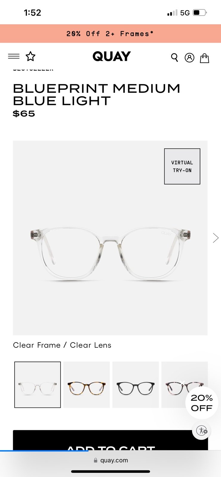 Quay clear blue light glasses