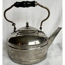 Antique 1898 Rome Metal Ware Large Nickel Plated Copper Kettle New York USA