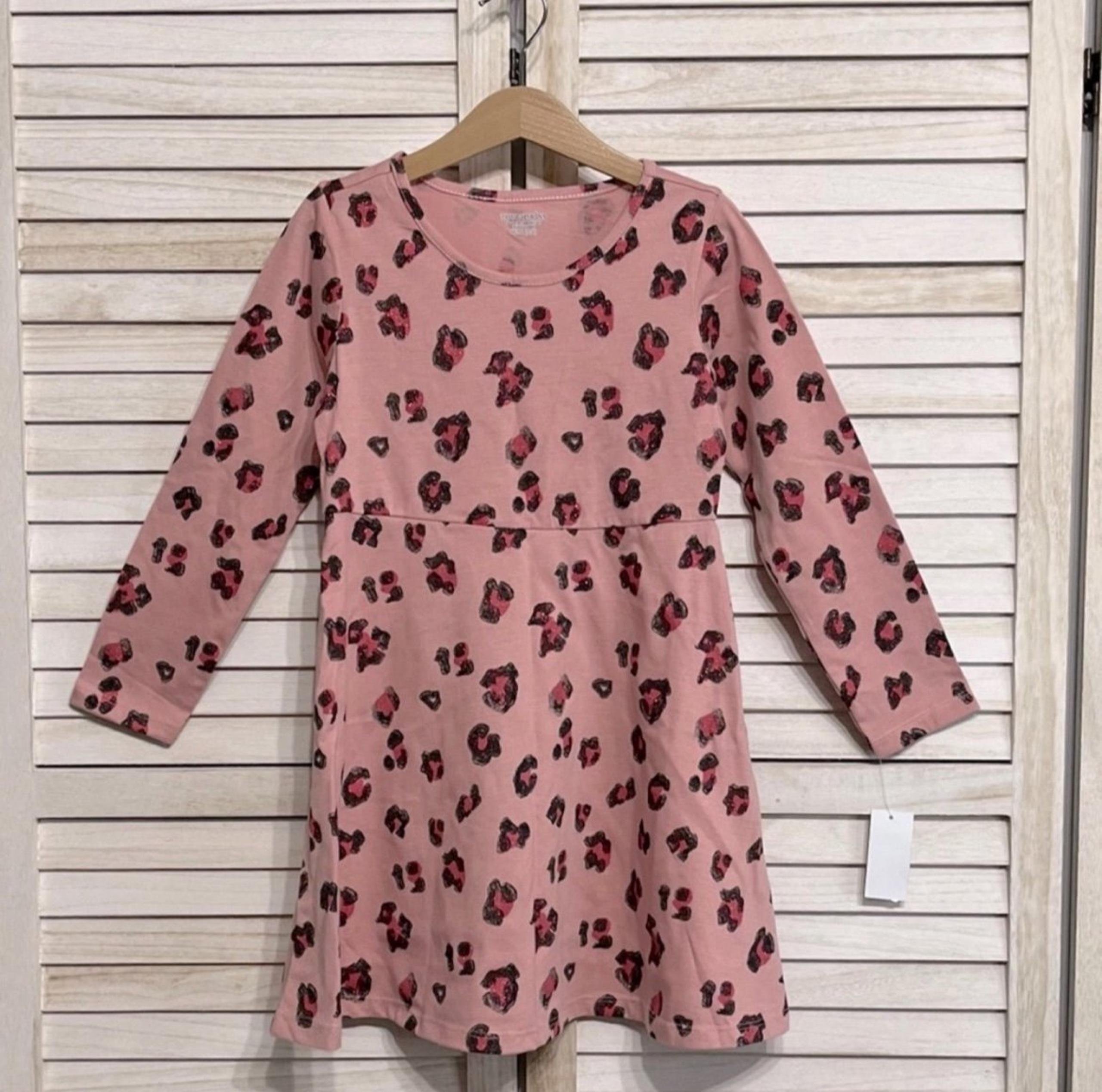 NWT Toughskins Girl's Pink Leopard Print Dress Size 5/6 PRICE FIRM