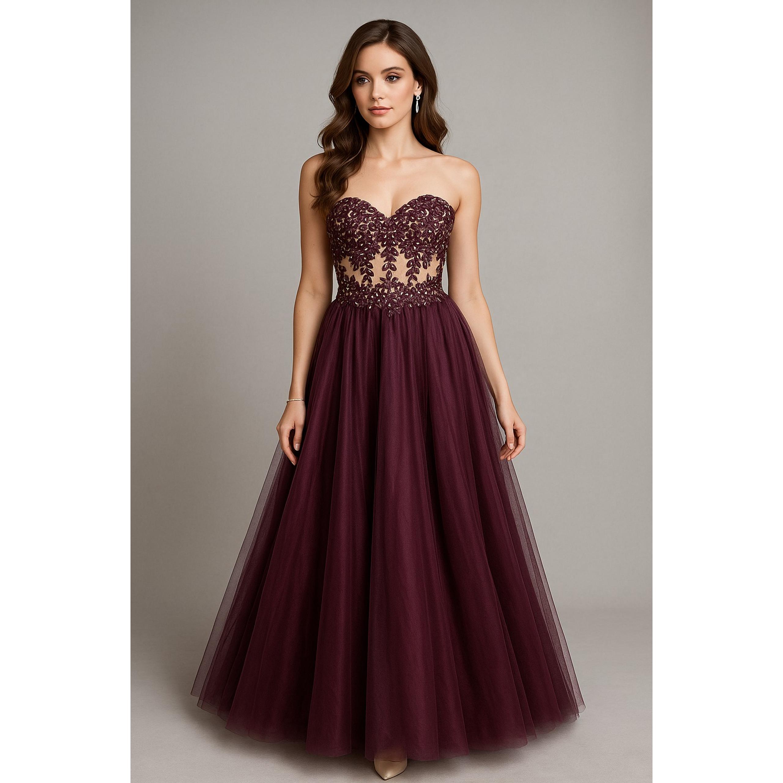 Vintage Blondie Nites Maxi Dress Womens 2/4 Tulle Lace Ball Gown Prom Elegant