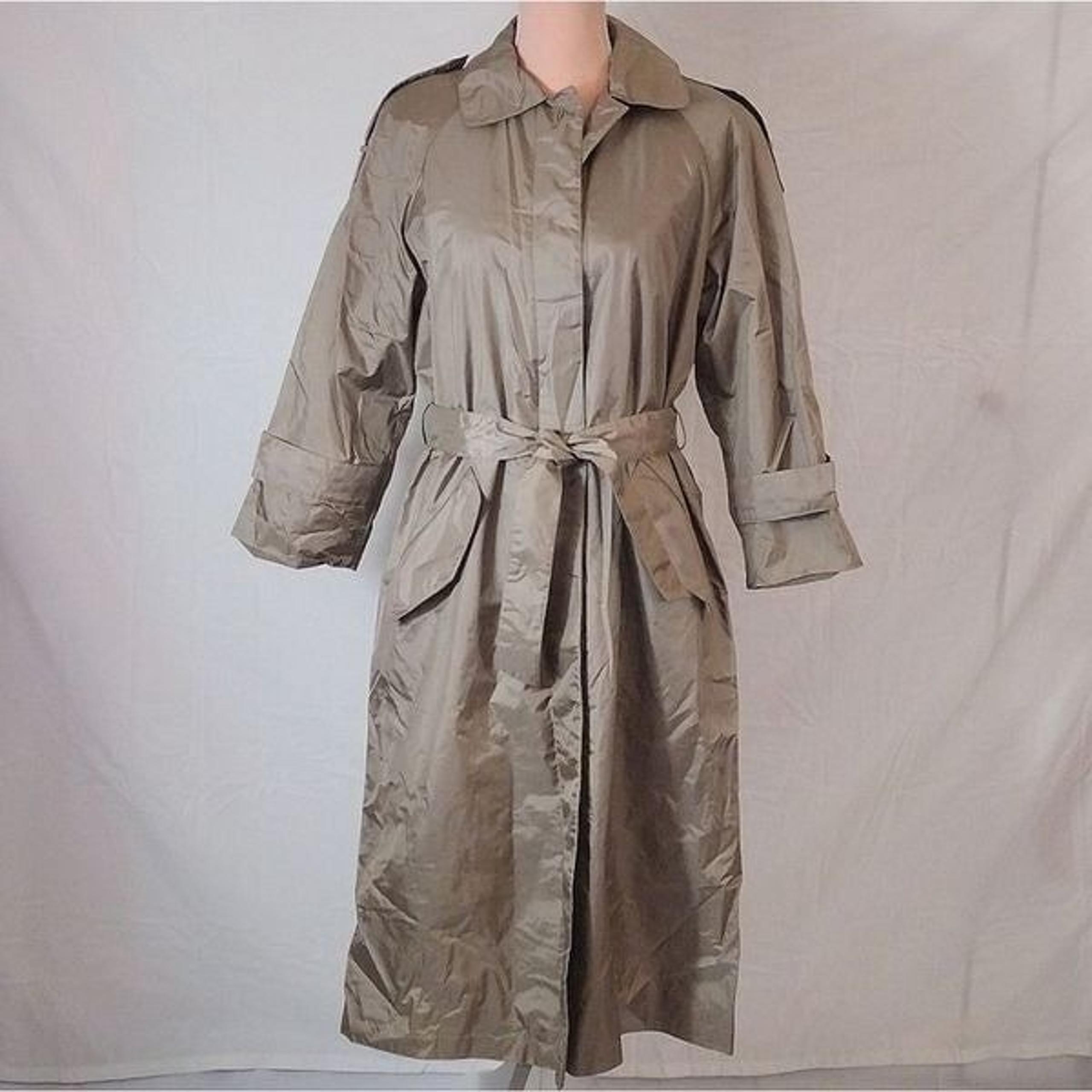 80s Mervyn's Metallic Beige Trenchcoat With Removable Liner Size 6P