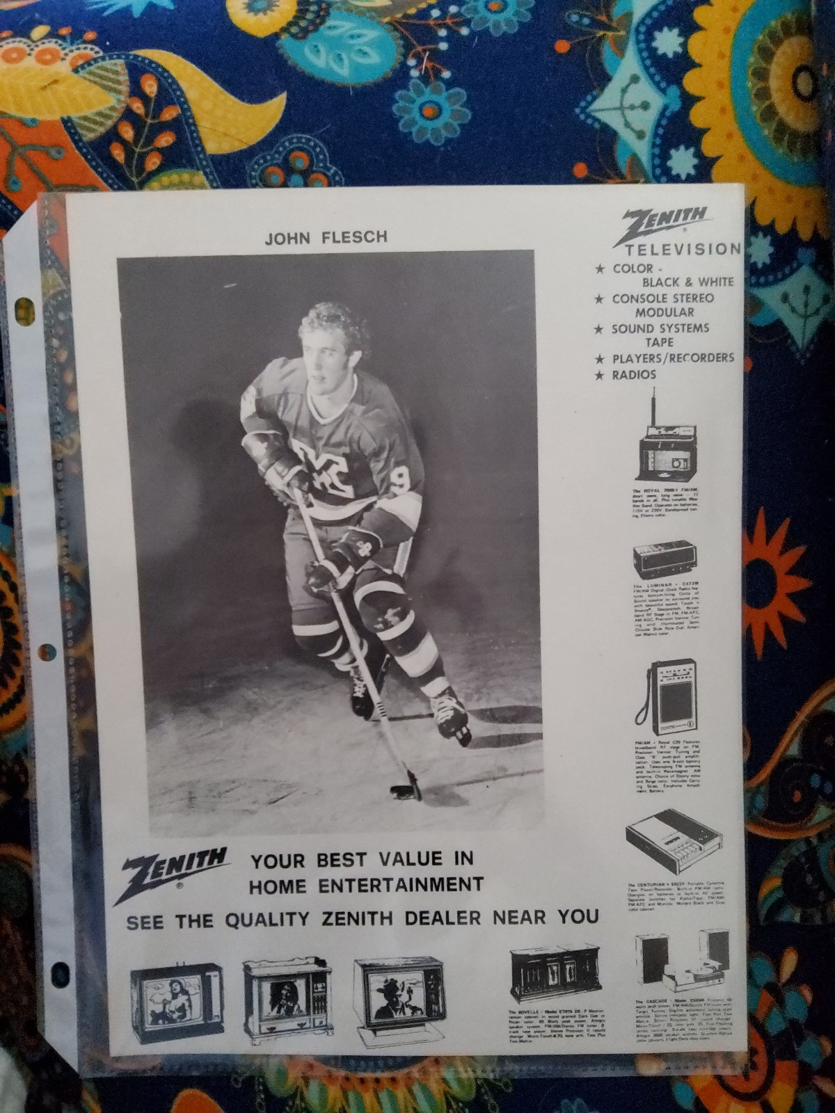 1974-75 hockey photo John Flesch - Zenith TV