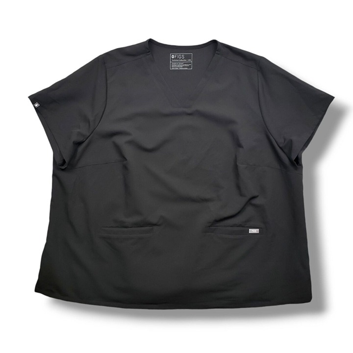 Figs Casma Three Pocket Scrub Top Womens 6XL Black 1SW100002