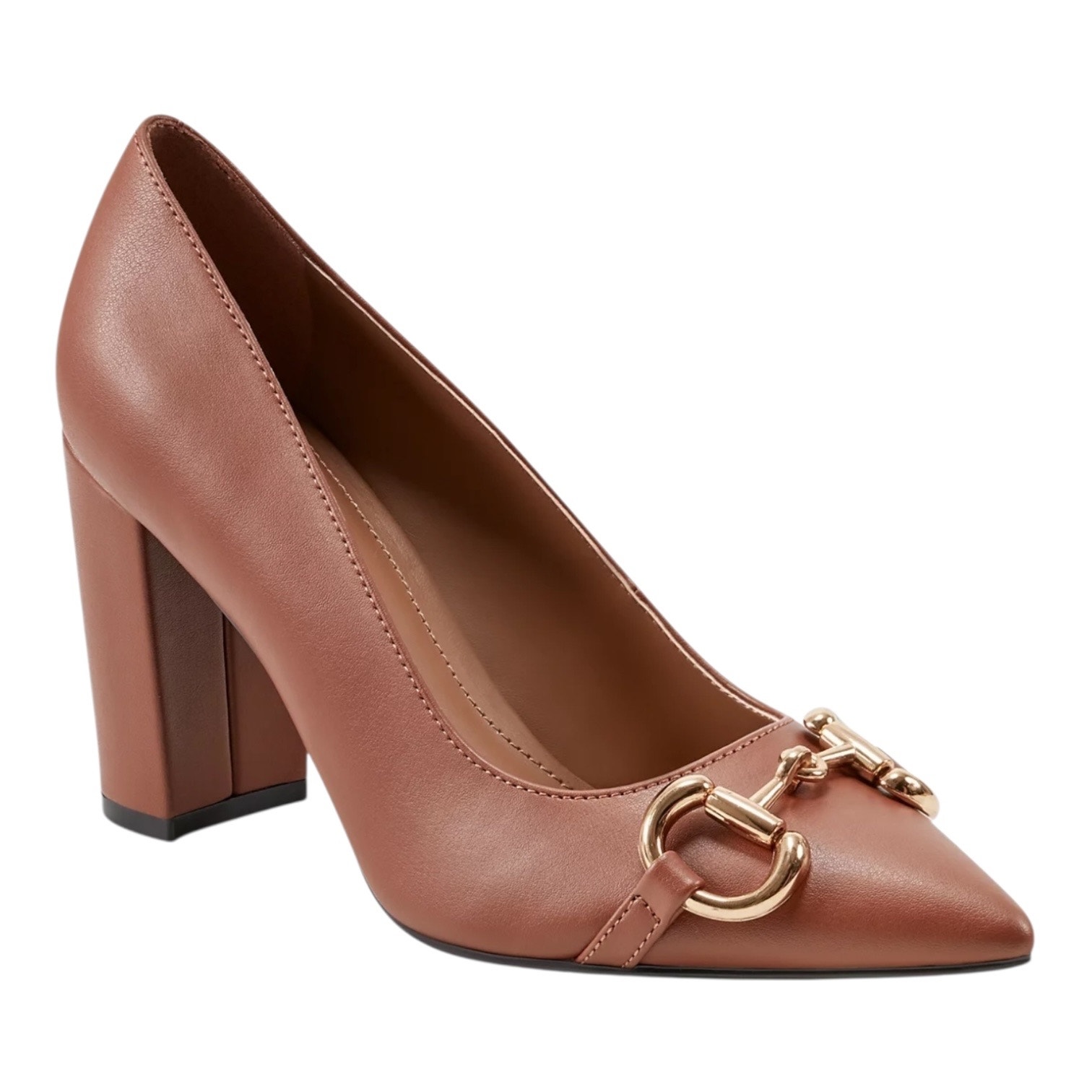 Marc Fisher Women's Gruff Pointy Toe Block Heel Dress Pumps Brown Size 8