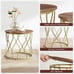 NEW Set of 2 Round Coffee Table for Living Room, Wood Grain Effect and Gold