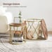 NEW Set of 2 Round Coffee Table for Living Room, Wood Grain Effect and Gold