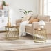 NEW Set of 2 Round Coffee Table for Living Room, Wood Grain Effect and Gold