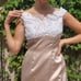 Vintage Wtoo Champagne Satin Lace Bodice Bridesmaid/Mother of the Bride Dress