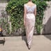 Vintage Wtoo Champagne Satin Lace Bodice Bridesmaid/Mother of the Bride Dress