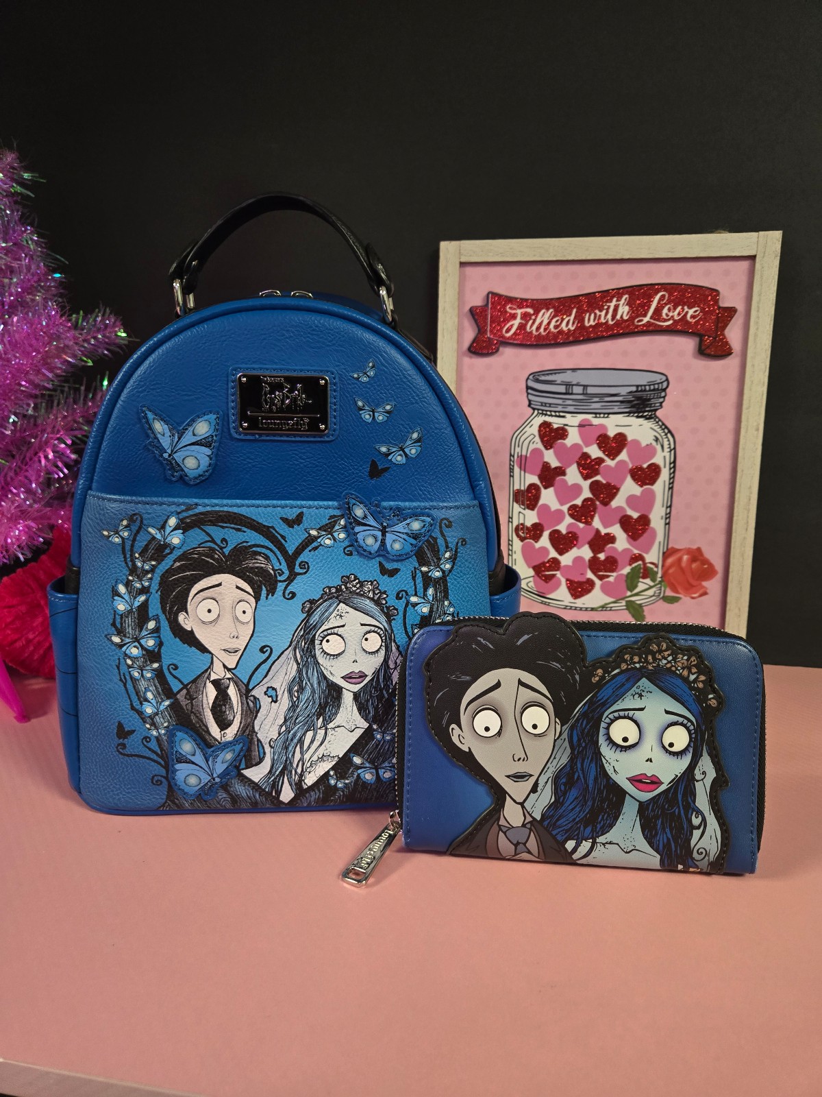 Loungefly Corpse Bride Glow in the Dark Mini Backpack & Wallet Set